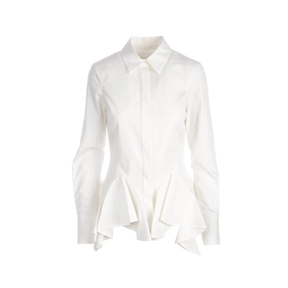 Givenchy Witte Fitted Katoen Poplin Blouse met Geplooide Zoom White Dames