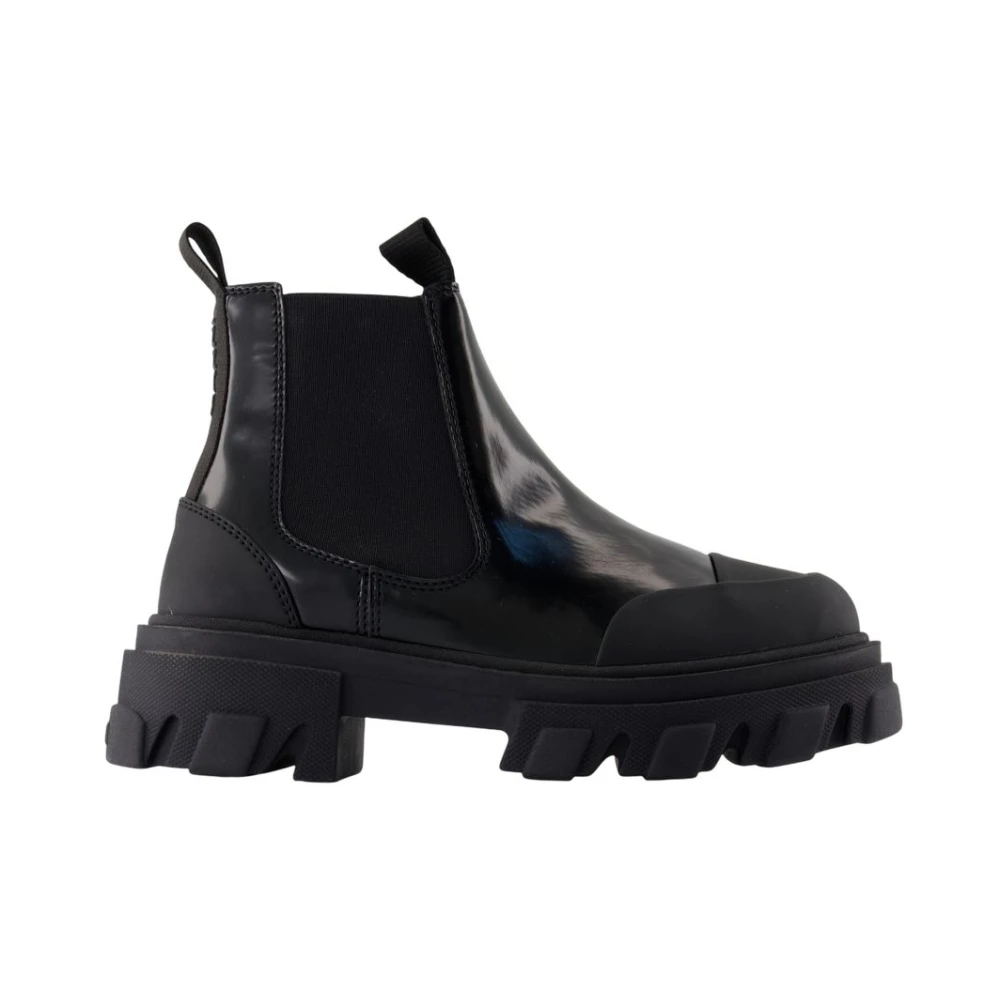 Ganni Women's Black Leather Chelsea Ankle Boots