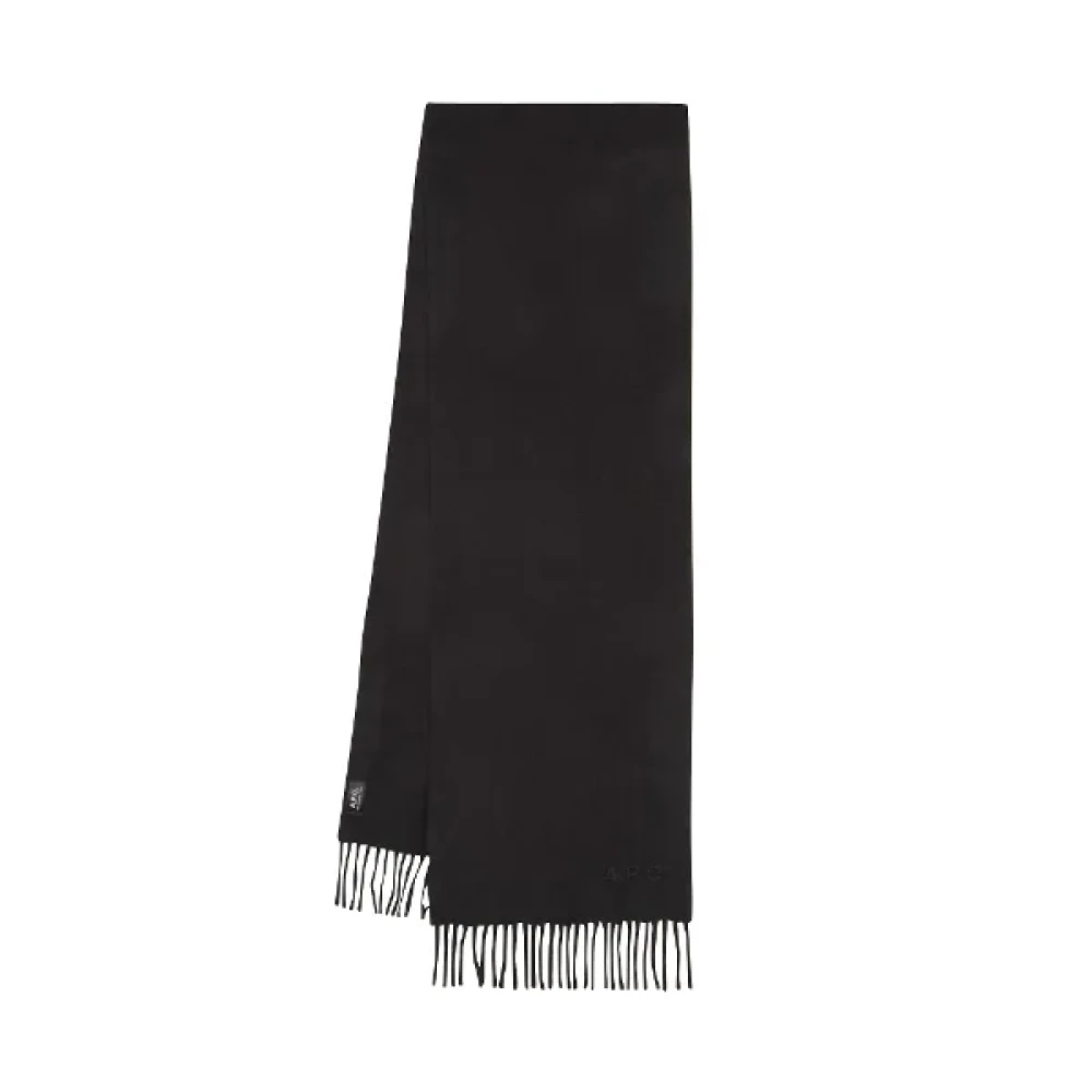 A.p.c. Zwarte Wollen Sjaal Black Unisex