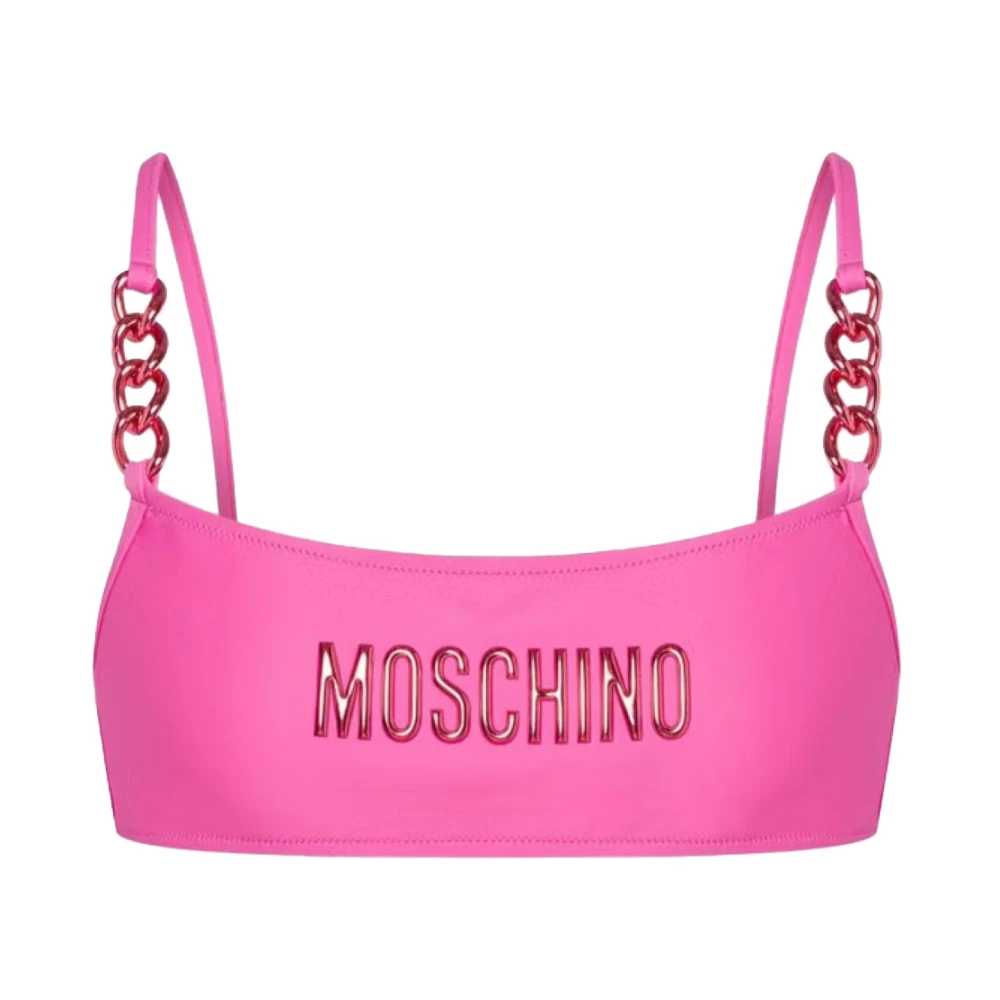 Moschino Women's Pink Metal Chain Bikini Top - Bikinis - Xl - Swimwear
