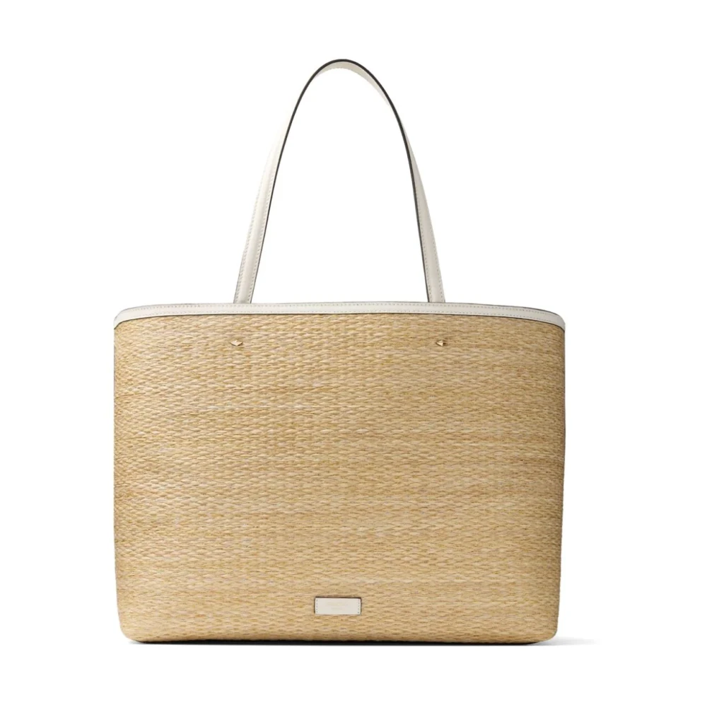 Jimmy Choo Beige Raffia Leren Schoudertas Beige Dames