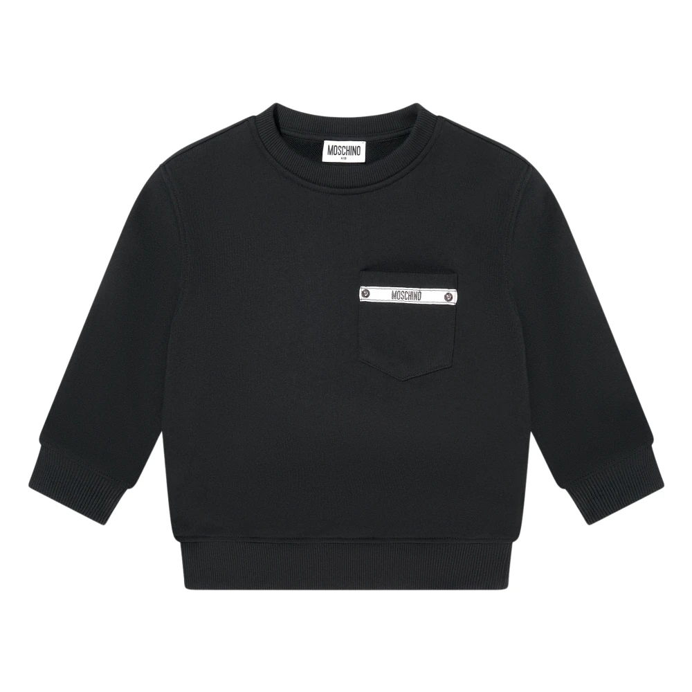 Moschino Boys Black Kids Sweatshirts, 5 Y, Logo Pocket Sweatshirt