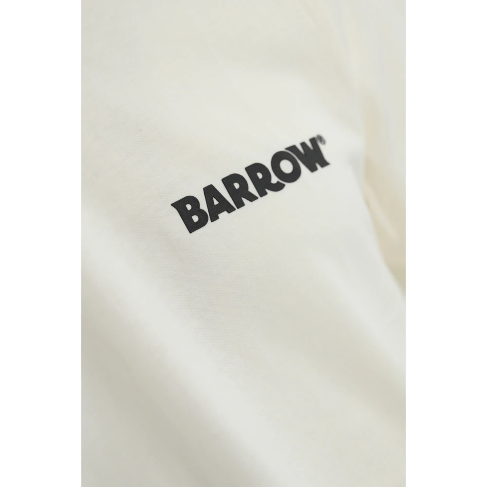 Barrow Katoenen T-shirt met Logoprint Beige Heren