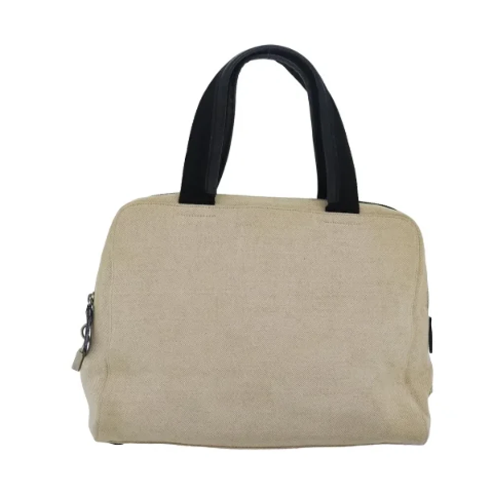 Prada Vintage Pre-owned Canvas prada-bags Beige Dames