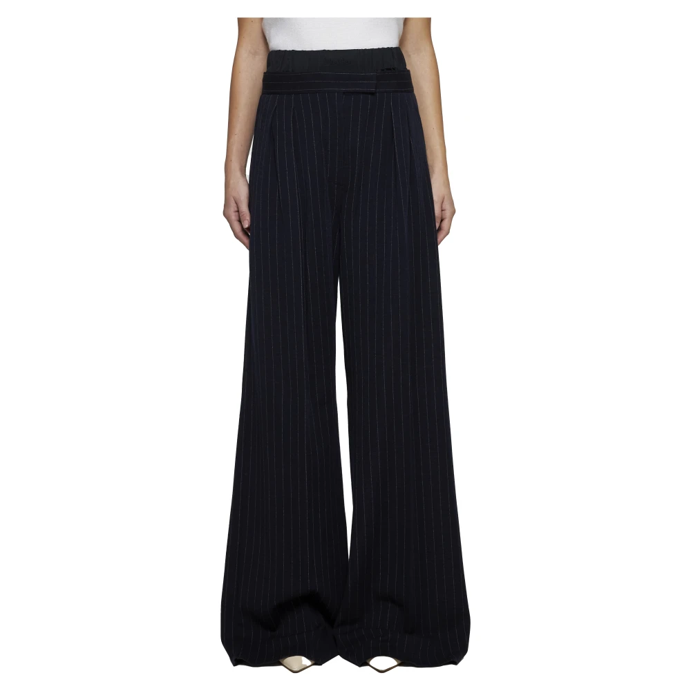 Max Mara Donkerblauwe Wijde Pinstripe Broek Blue Dames