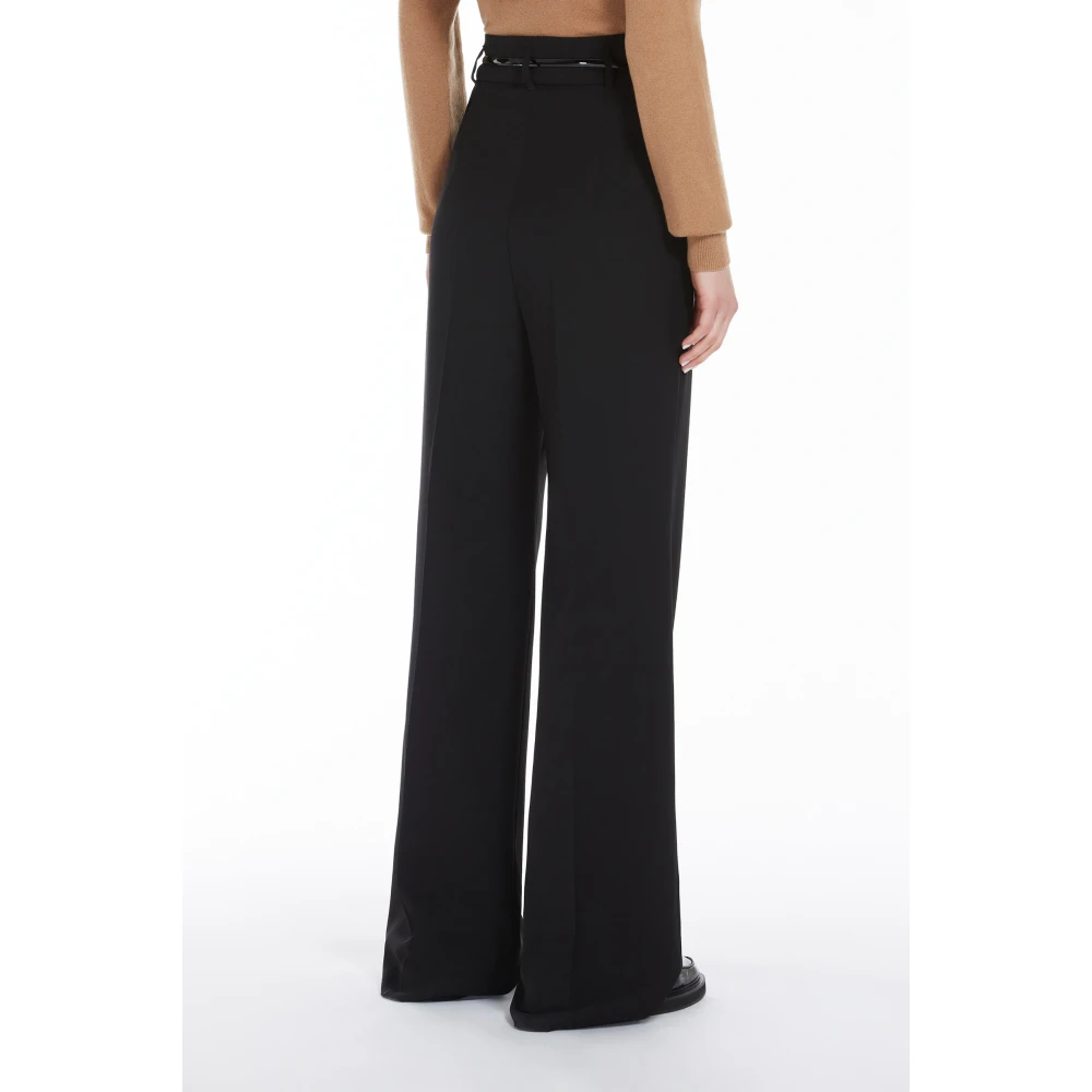 Max Mara Studio Hoge taille wollen broek Zwart Black Dames