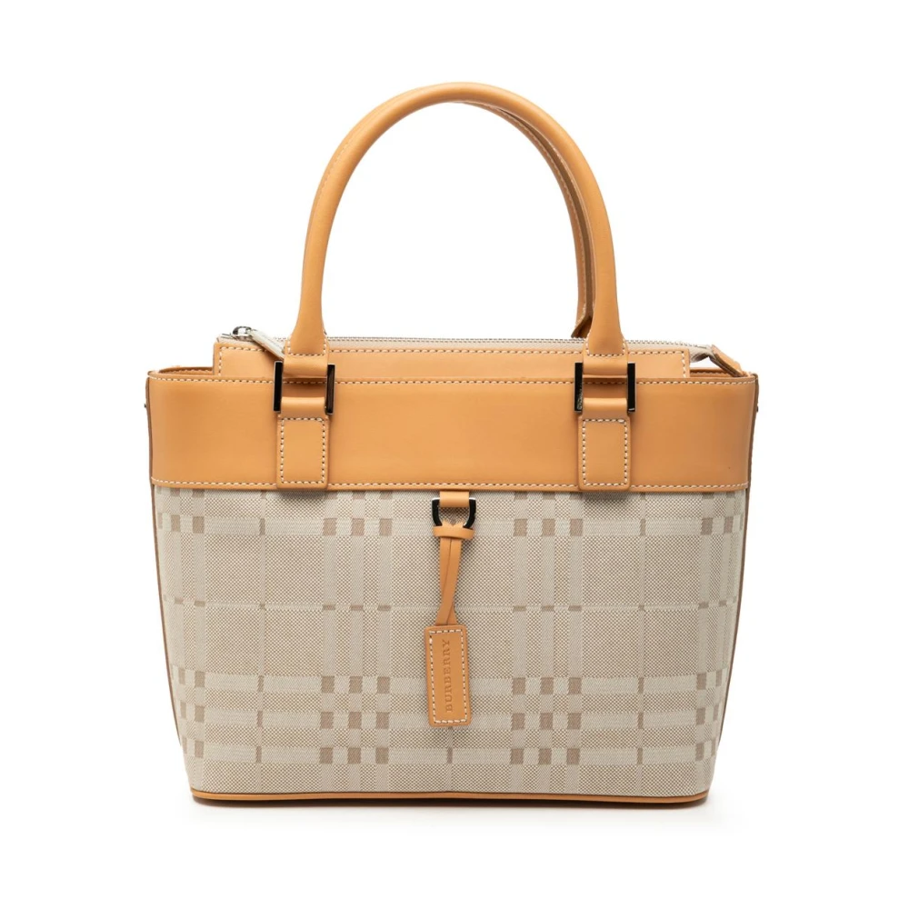 Burberry Vintage Women's Beige Pre-Owned Vintage Haymarket Check Canvas Tote Bag