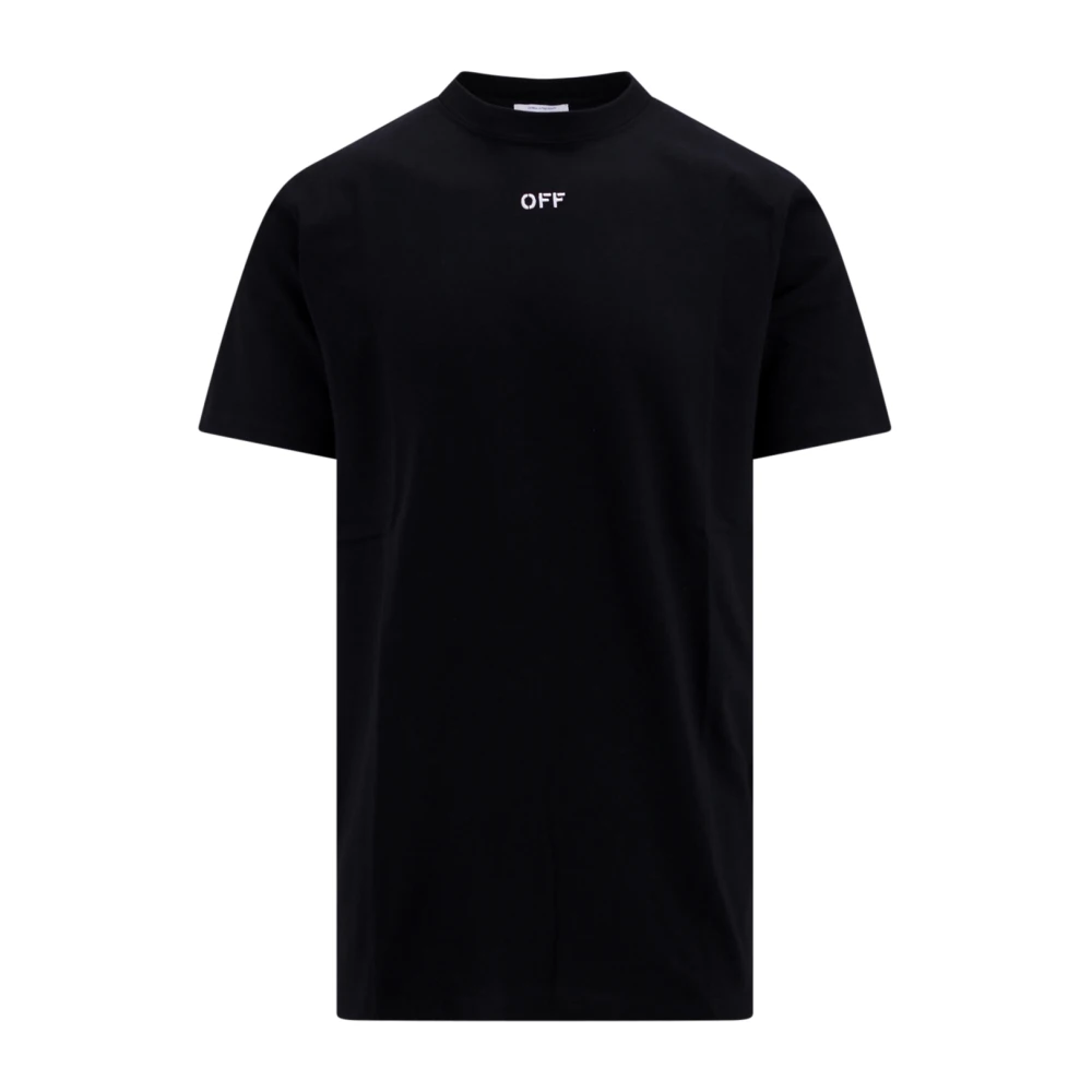 Off White Zwarte katoenen T-shirt met logo print Black Heren