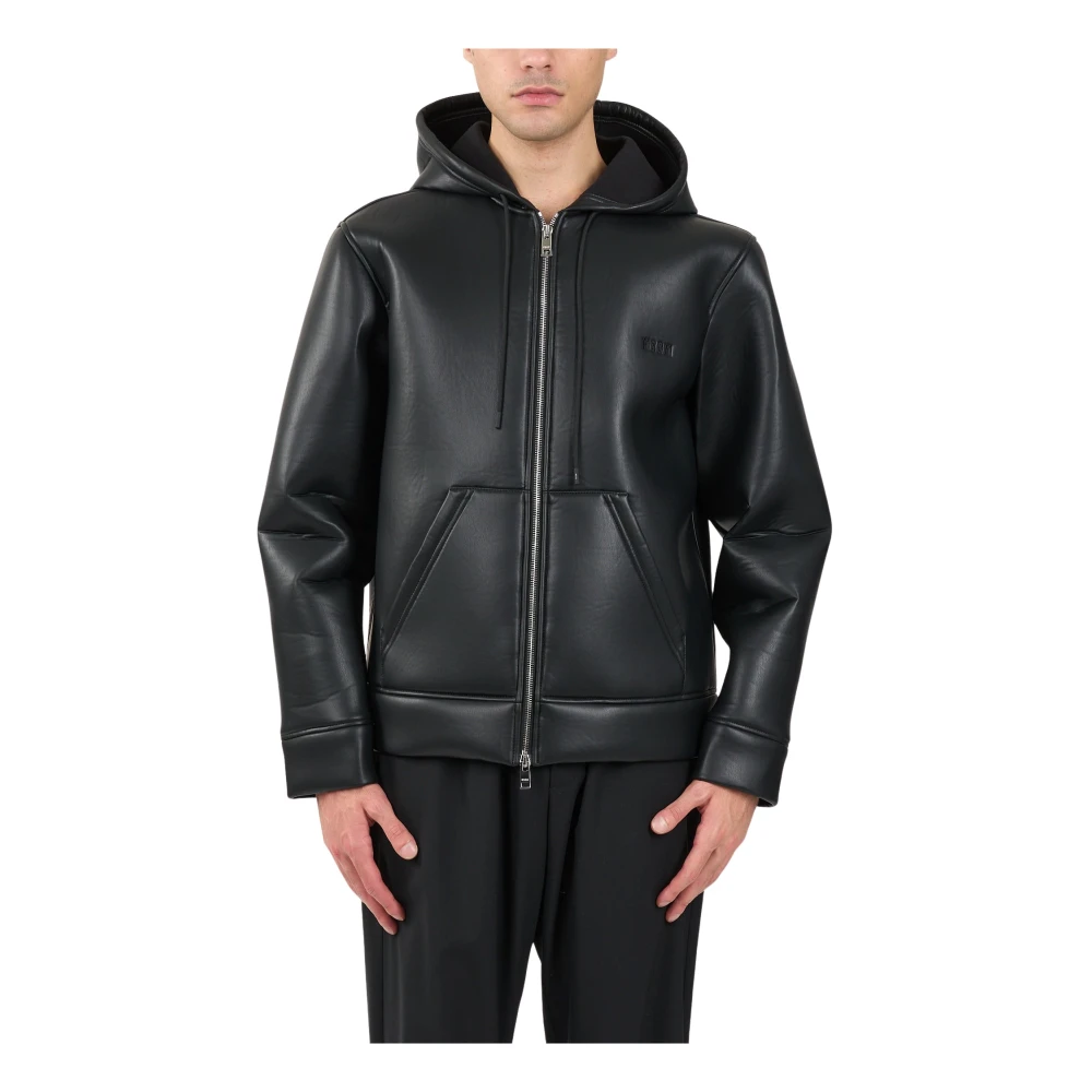 Msgm Hooded jack van imitatieleer Black Heren