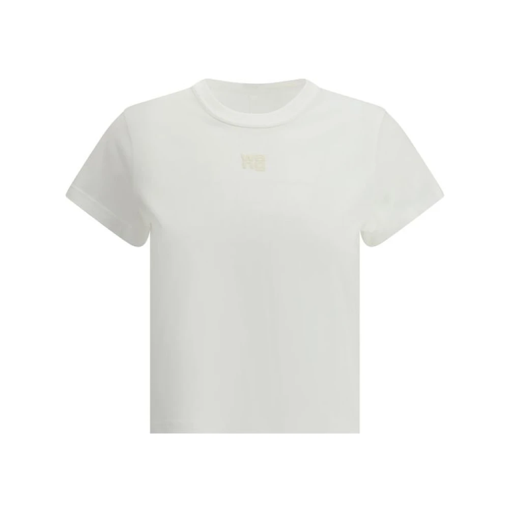 alexander wang In reliëf Logo Geribbelde Ronde Hals T-Shirt White Dames