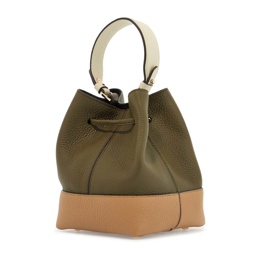 Strathberry Elegante Bicolor Leren Trekkoordtas Green Dames