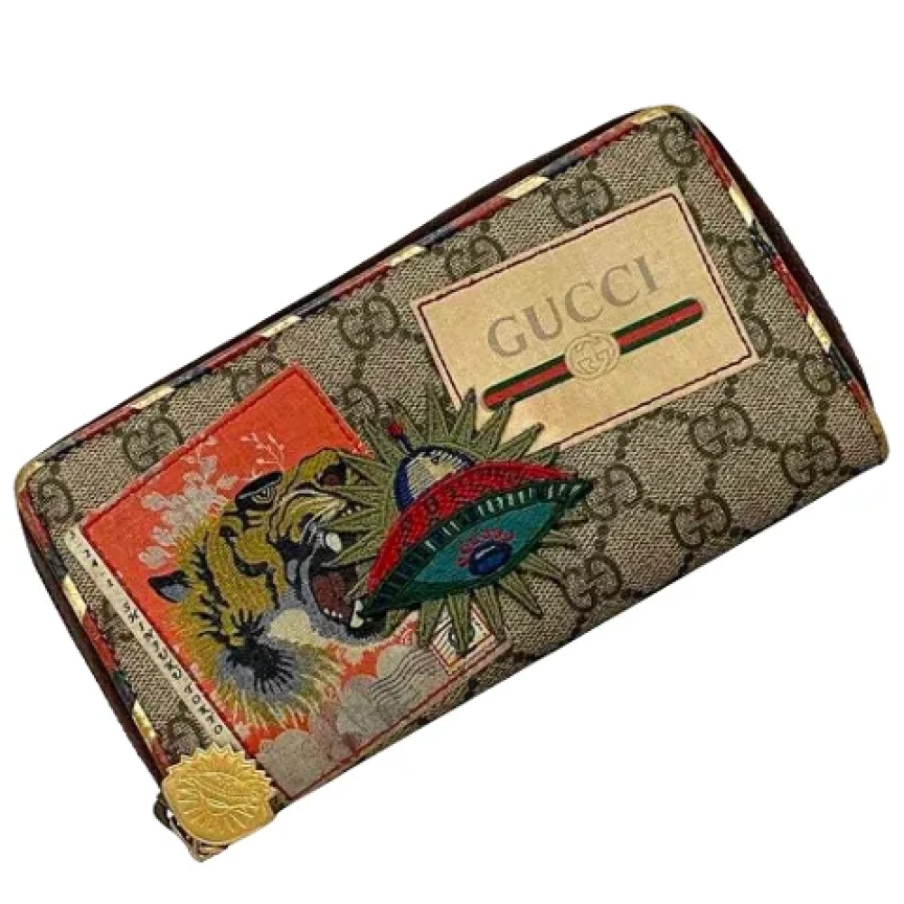 Gucci Vintage Pre-owned Cotton wallets Brown Dames