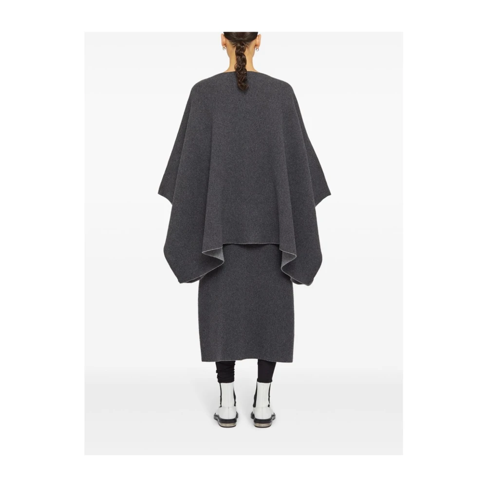 Jil Sander Grijze Wol-Kasjmier Cape Jas Gray Dames