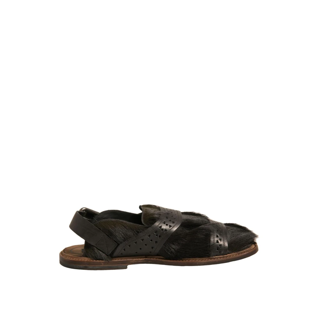 Dolce & Gabbana Men's Green Luxury Hair Calf Sandals Model