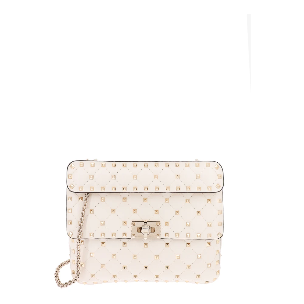 Valentino Garavani Studded Leren Schoudertas White Dames