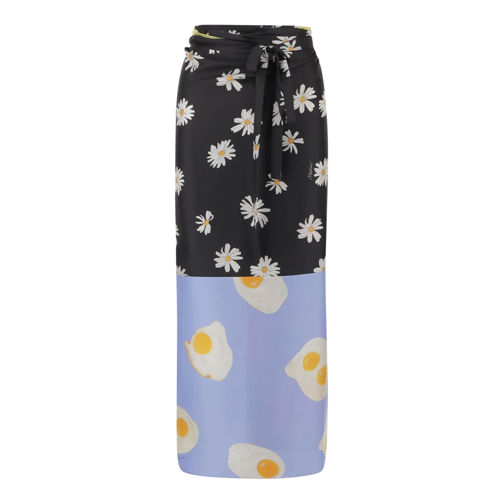 Moschino Zijden Twill Omslagrok Ei Bloemen Multicolor Dames