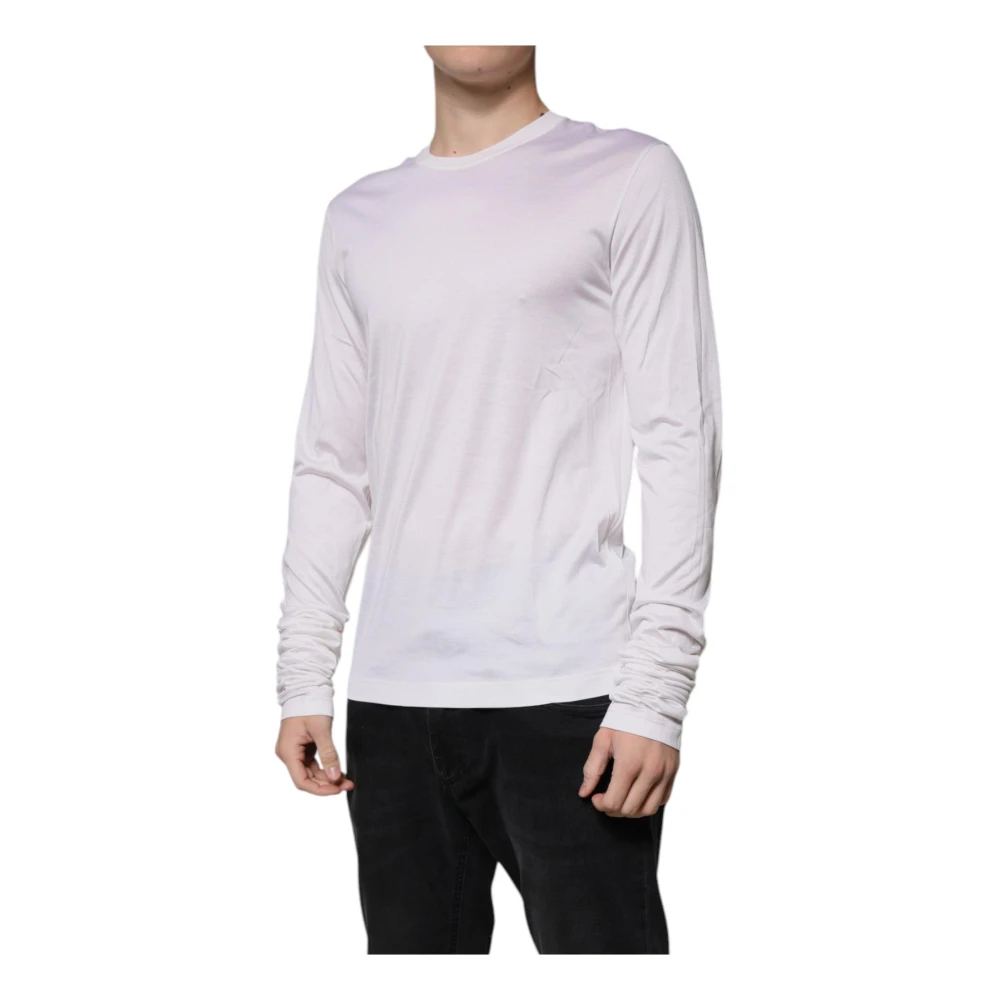 Dolce & Gabbana Witte Zijden Crew Neck Sweater White Heren