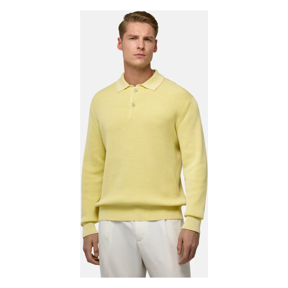 Boggi Milano Gebreide poloshirt Yellow Heren