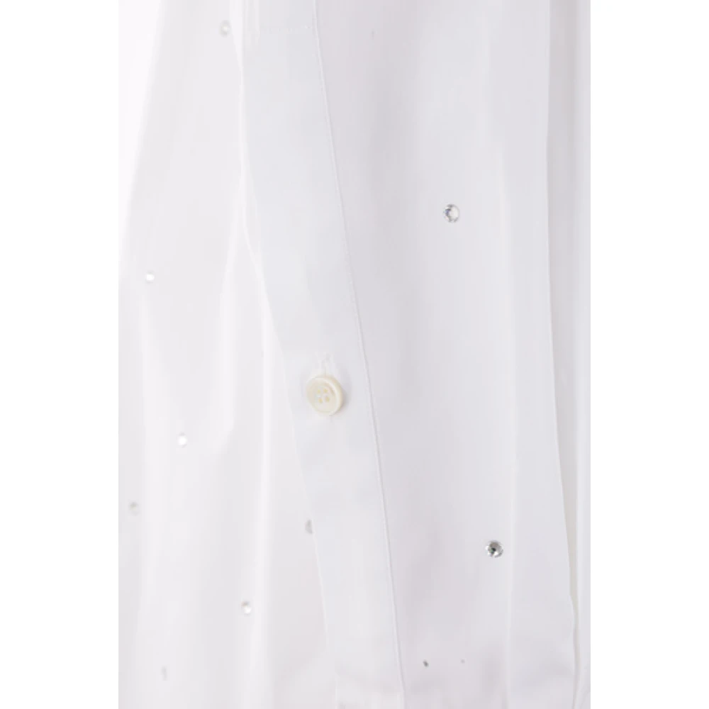 Stella Mccartney Witte Oversized Katoenen Shirt met All-Over Kristallen White Dames