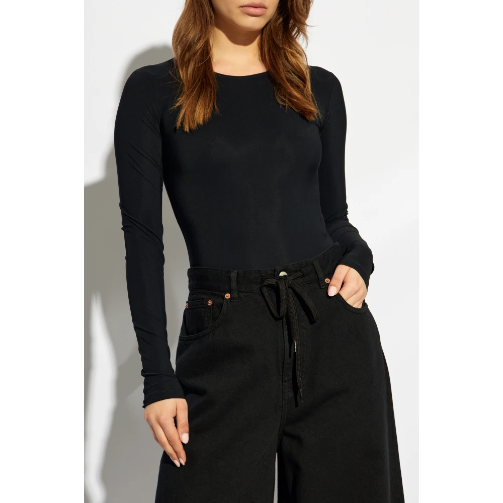 MM6 Maison Margiela Lange mouw bodysuit Black Dames