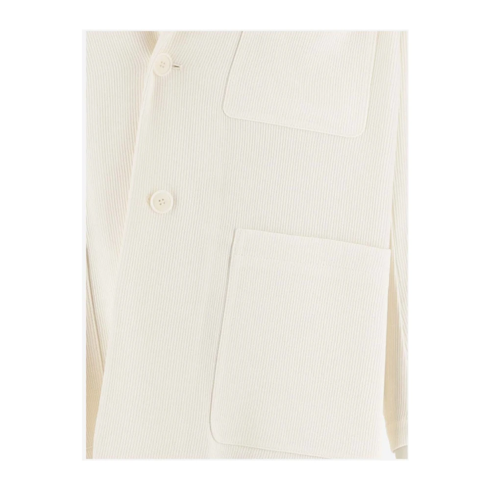 Giorgio Armani Gebreide wollen blend jas White Heren