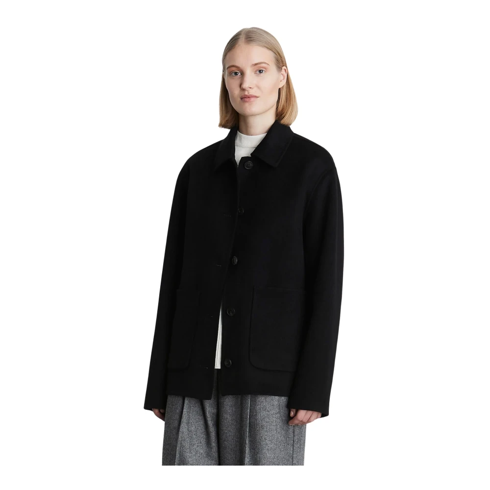 Heartmade Moderne Boxy Jas Zwart Wol Black Dames