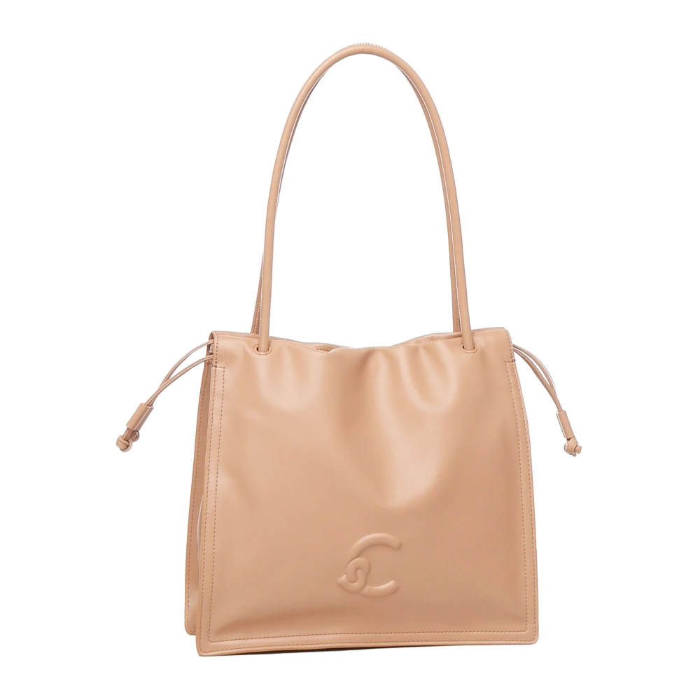 Coccinelle Nude Schoudertas met Trekkoordsluiting Beige Dames