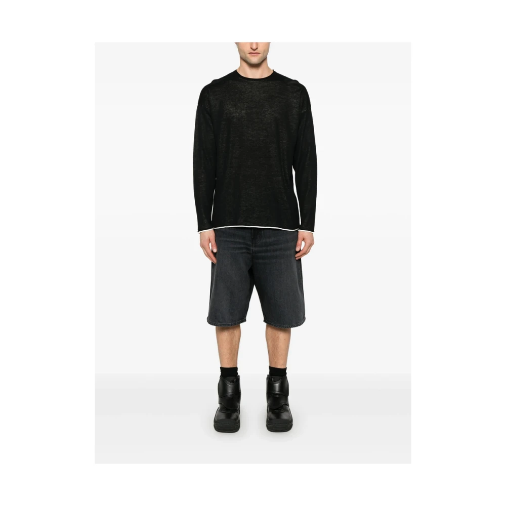 Isabel Benenato Zwarte Drop Shoulder Trui Black Heren