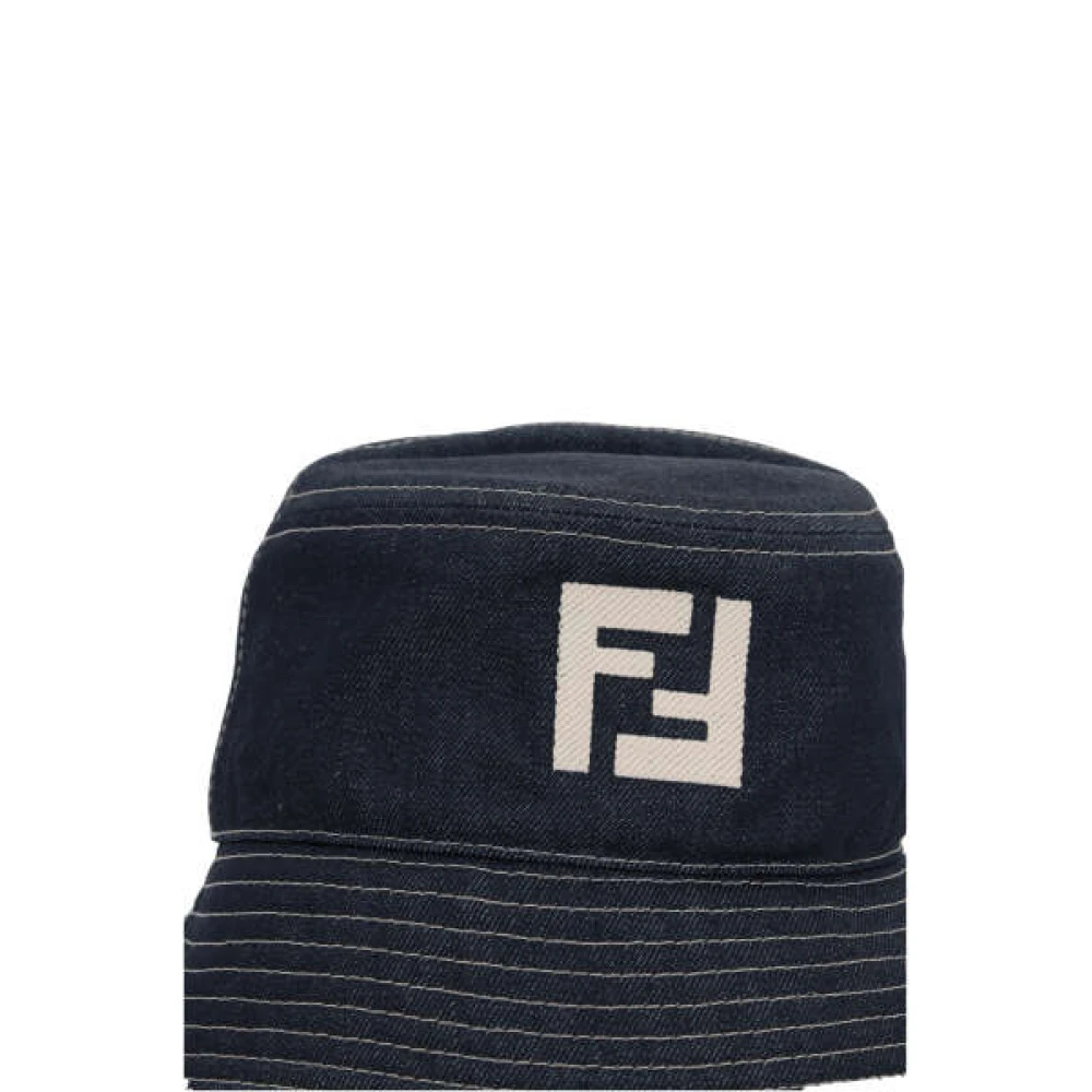 Fendi Blauw Katoen Denim Sjaal met FF Logo Blue Heren