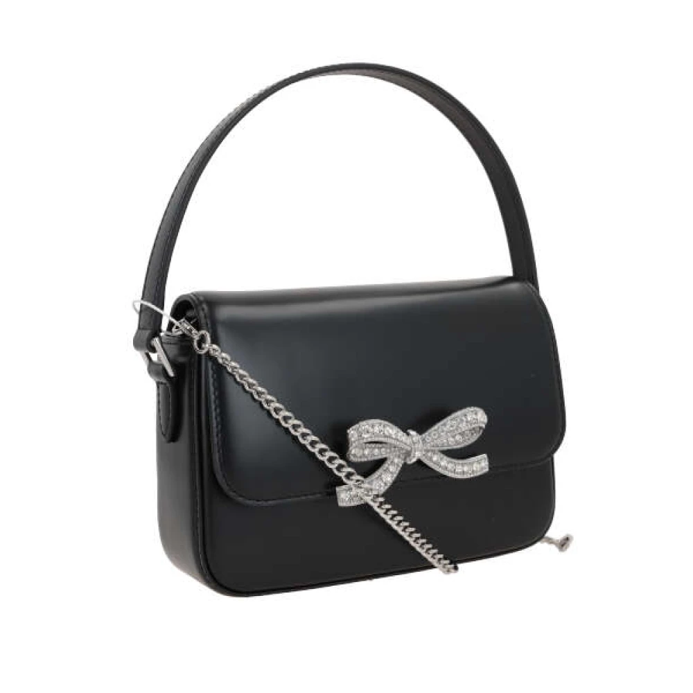 Self Portrait Zwarte leren handtas met kristallen strik Black Dames