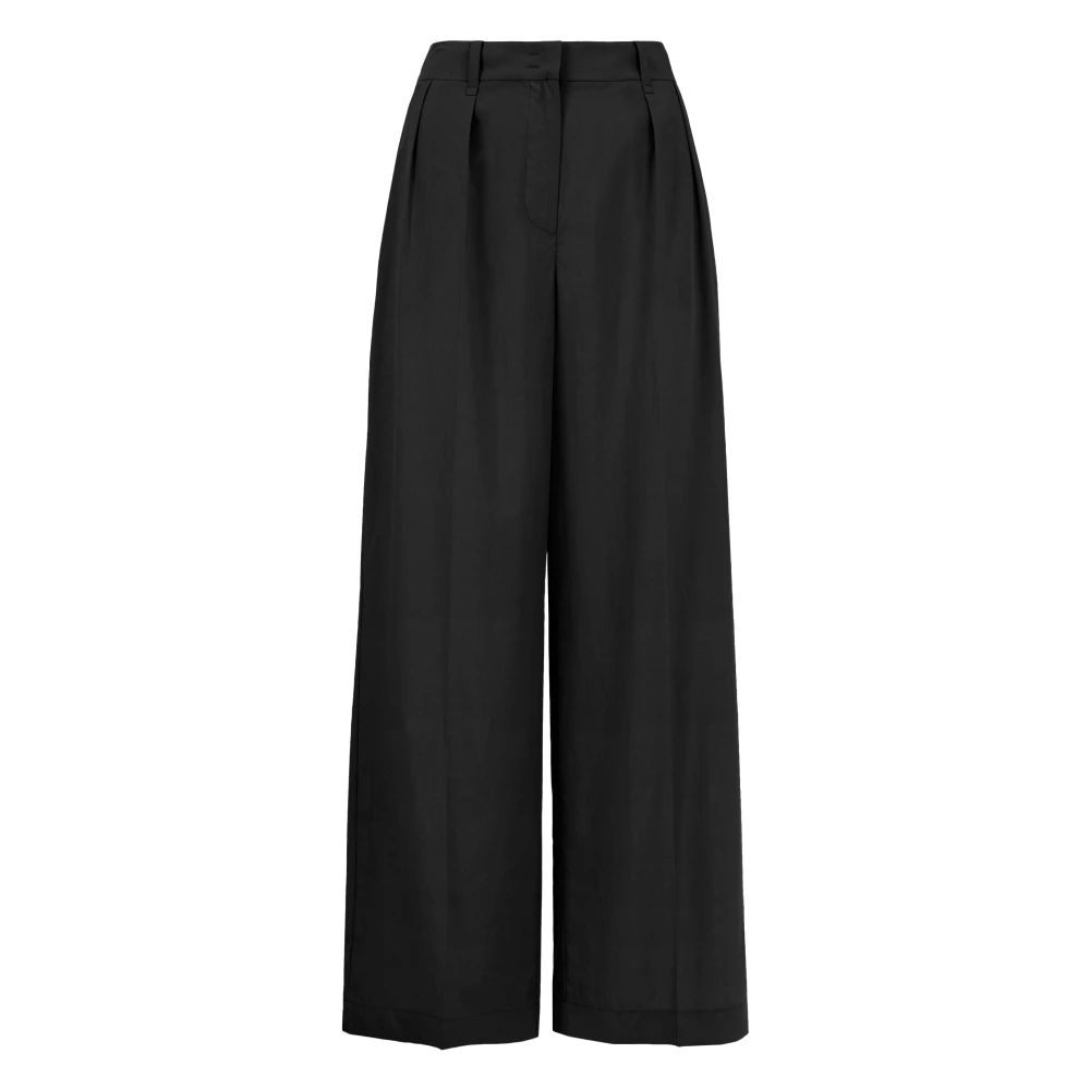 Bomboogie Women's Black Wide Trousers, S, Wide-Fit Trousers In Fluid Lyocell