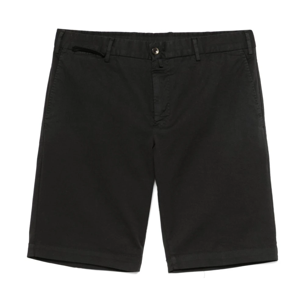 PT Torino Zwarte Gabardine Shorts met Verborgen Zakken Black Heren