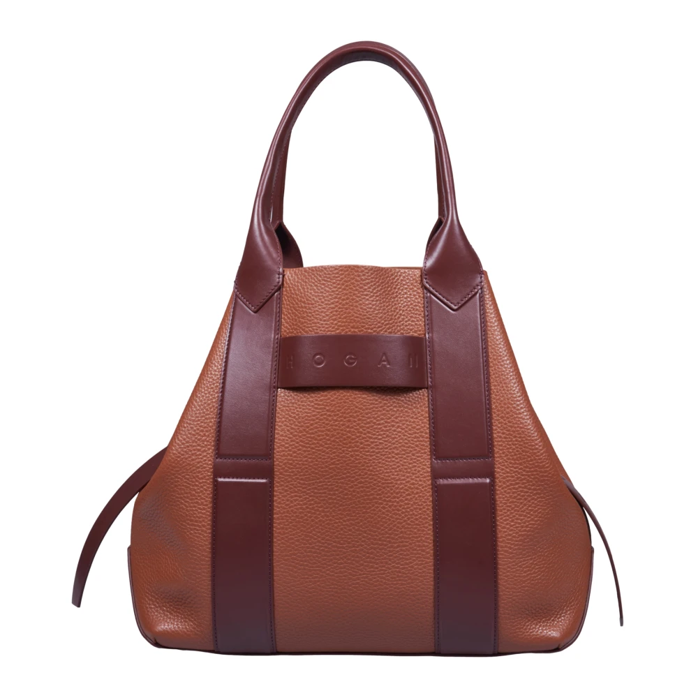 Hogan Bruine Leren Shopper Tas Brown Dames