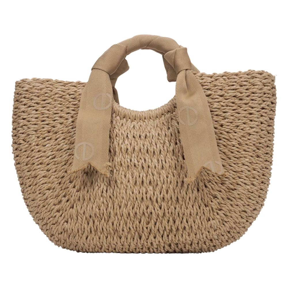 Estro Stijlvolle Strooien Mandtas met Beige Handvat Beige Dames