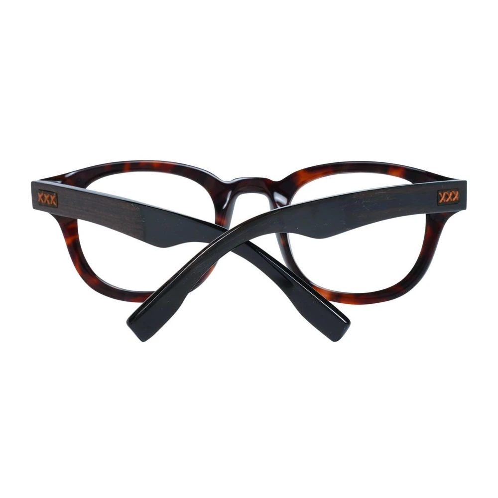 Ermenegildo Zegna Bruine Ronde Plastic Optische Monturen Brown Heren