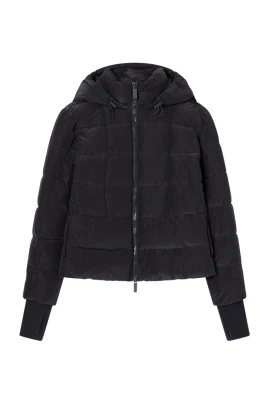 Svart Rynkad Nylon Huva Kappa