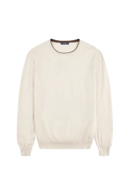 Rund Hals Profil T-shirt Beige Caffe