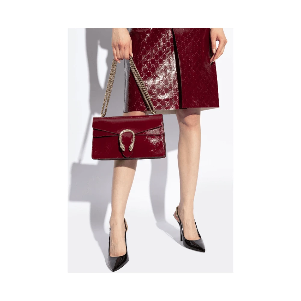 Gucci Bordeauxrode Leren Schoudertas met Tijgerkop Red Dames