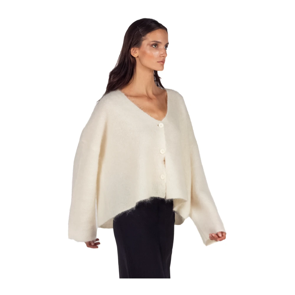 Semicouture Beige Cropped Mohair Vest Beige Dames