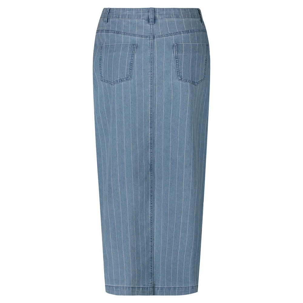 Tramontana Pinstripe Denim Maxi Skirt Blue Dames