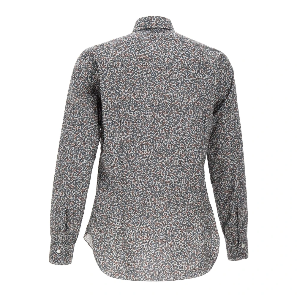 Barba Bloemenpatroon Katoenen Overhemd Gray Heren