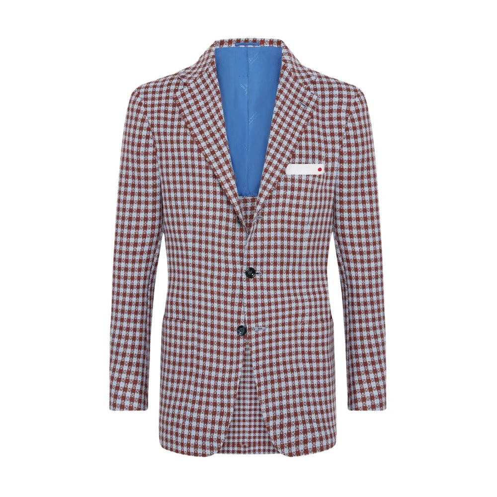 Kiton Micro Check Cashmere Blend Blazer Multicolor Heren