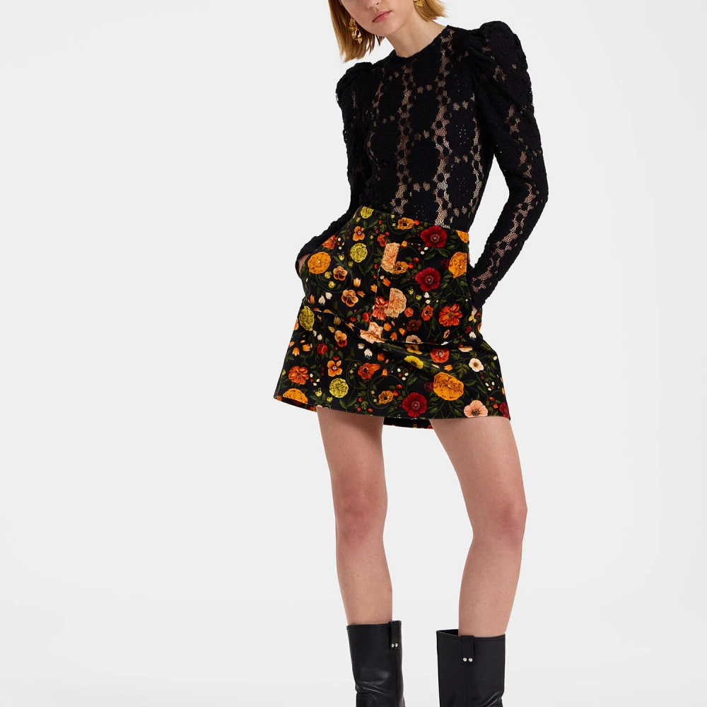 La DoubleJ Retro Patch Pocket A-Line Mini Rok Multicolor Dames