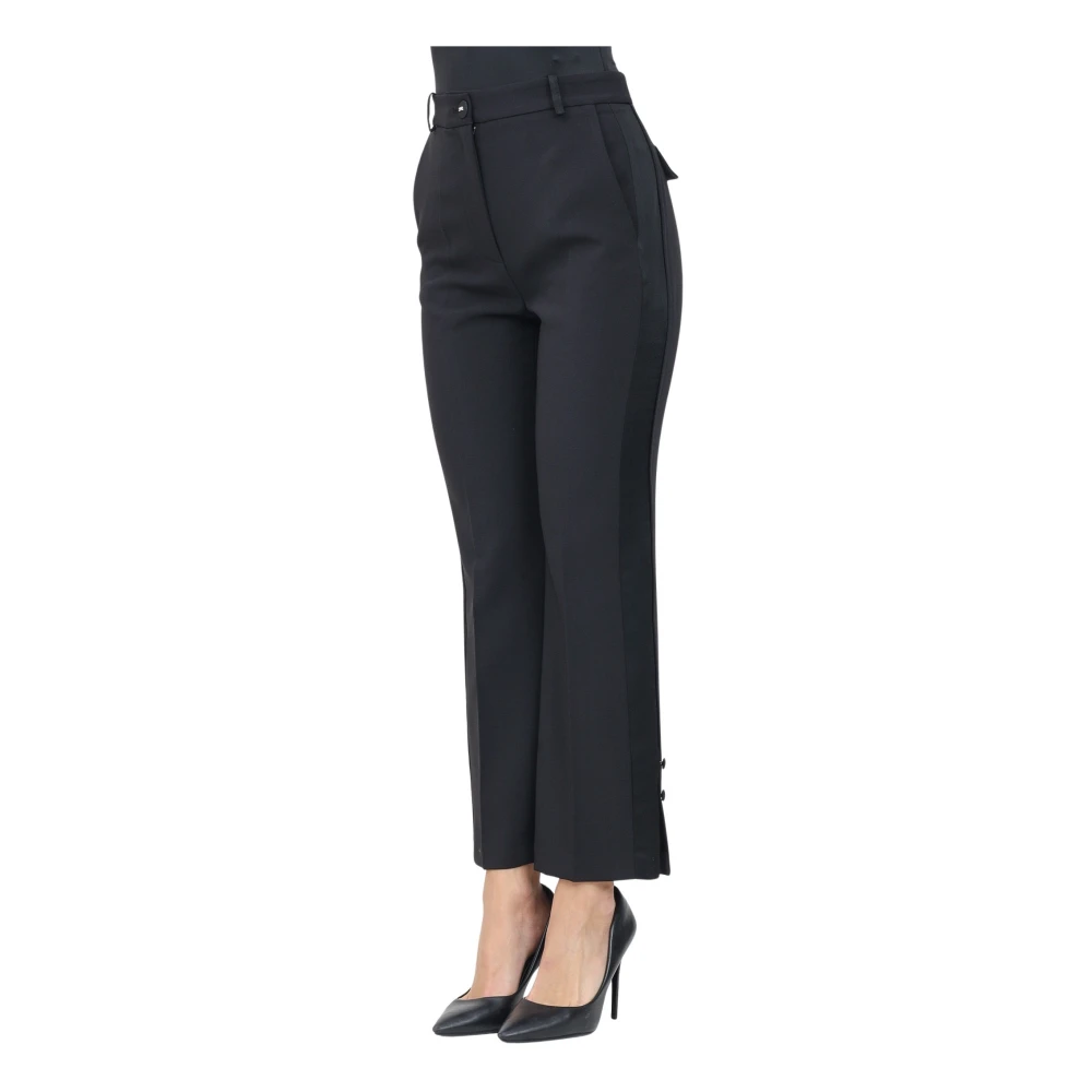 Elisabetta Franchi Zwarte Smokingbroek met Satijnen Banden Black Dames