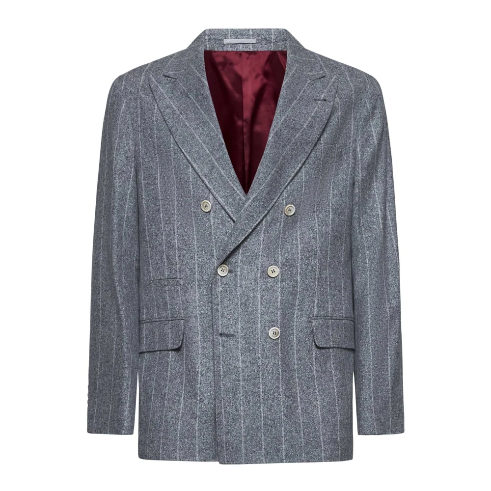 BRUNELLO CUCINELLI Kasjmier Grijs Jas Monopetto Gray Heren