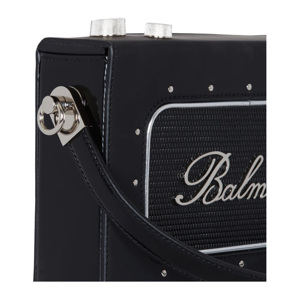 Balmain Radio rubber-effect leren tas Black Heren