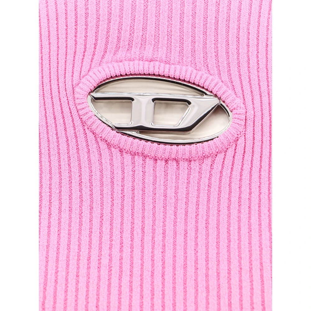 Diesel Mouwloze Viscose Blend Top met Uitsparingen Pink Dames