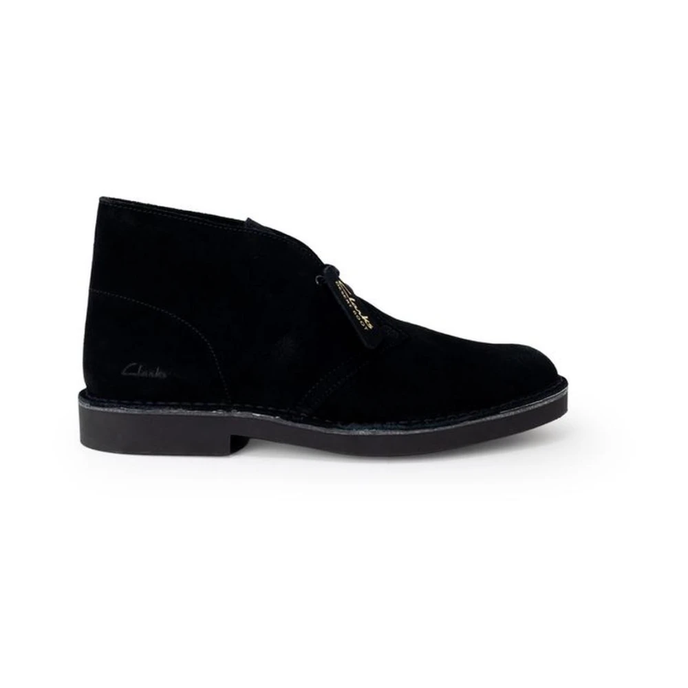 Clarks Men's Black Leather Ankle Boots With Heel 2Cm