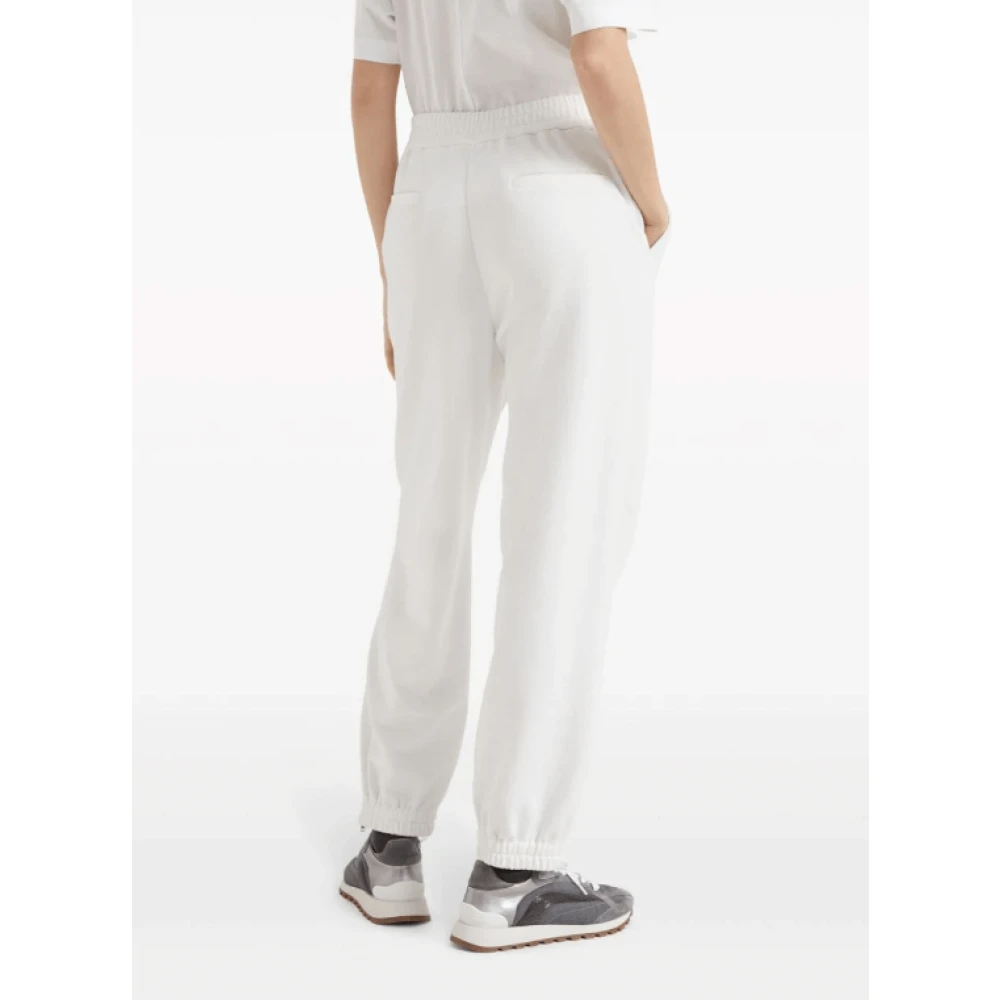 BRUNELLO CUCINELLI Witte Katoenen Track Broek White Dames