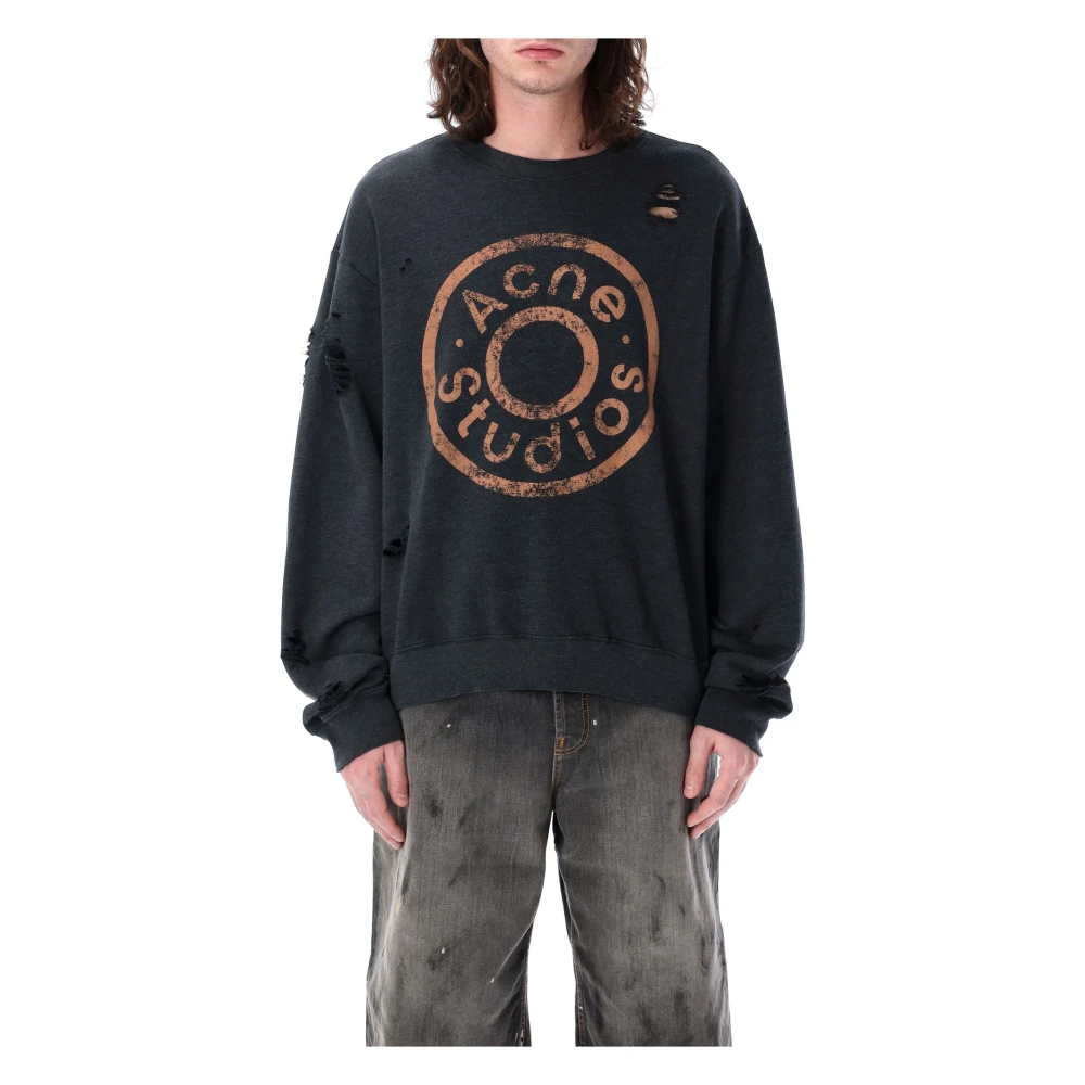 Acne Studios Zwart Gebreide Kleding Bedrukt Logo Sweatshirt Black Heren